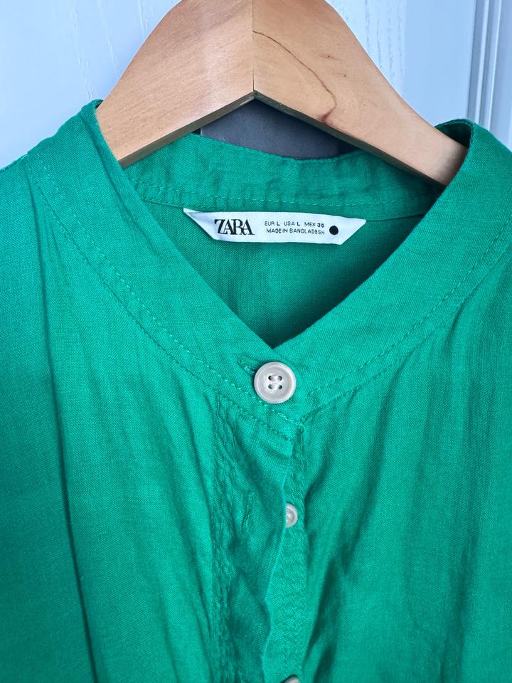 Льняное платье-рубашка Zara