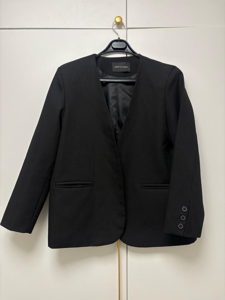 Черный пиджак без воротника 44 (M) Oversize