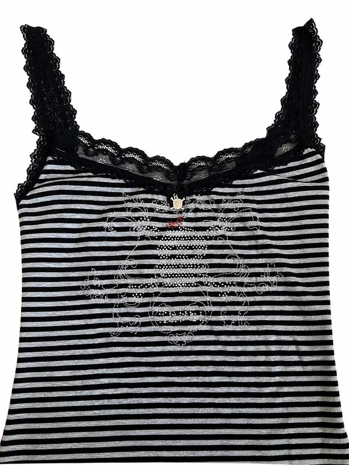 Striped lace tank top