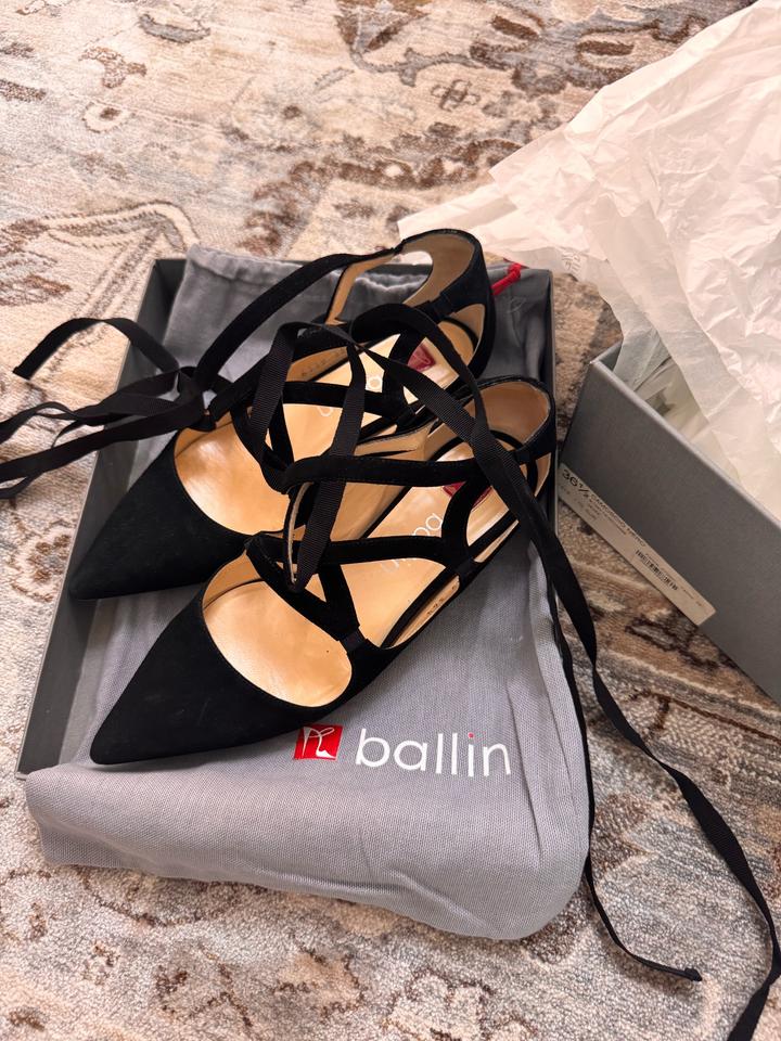 Черные замшевые балетки Ballin