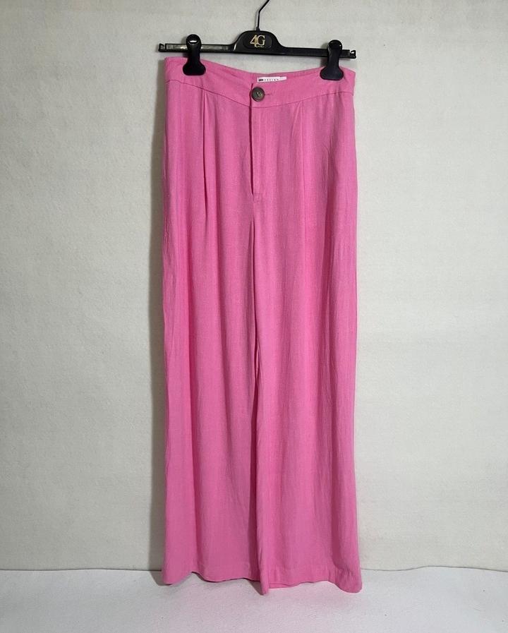 Брюки Asos р 44-46 (на талию 71-73 см) вискоза/лён розовые летние широкие wide