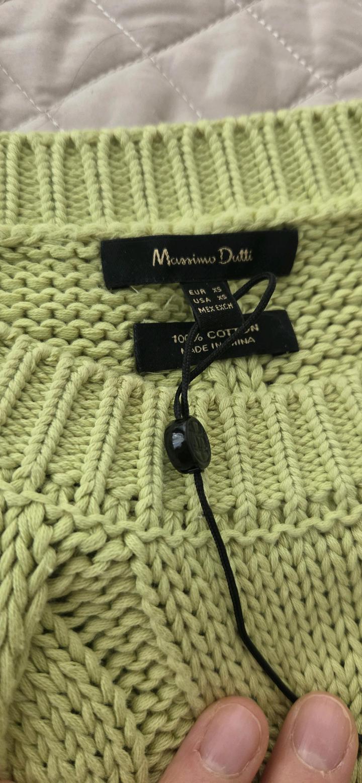 Салатовый хлопковое свитер Massimo Duti