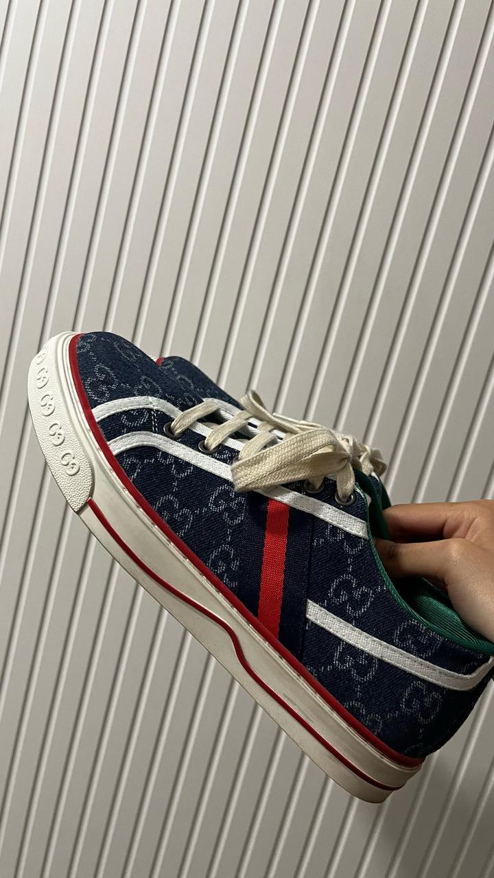 Темно синие кеды gucci tennis 1977
