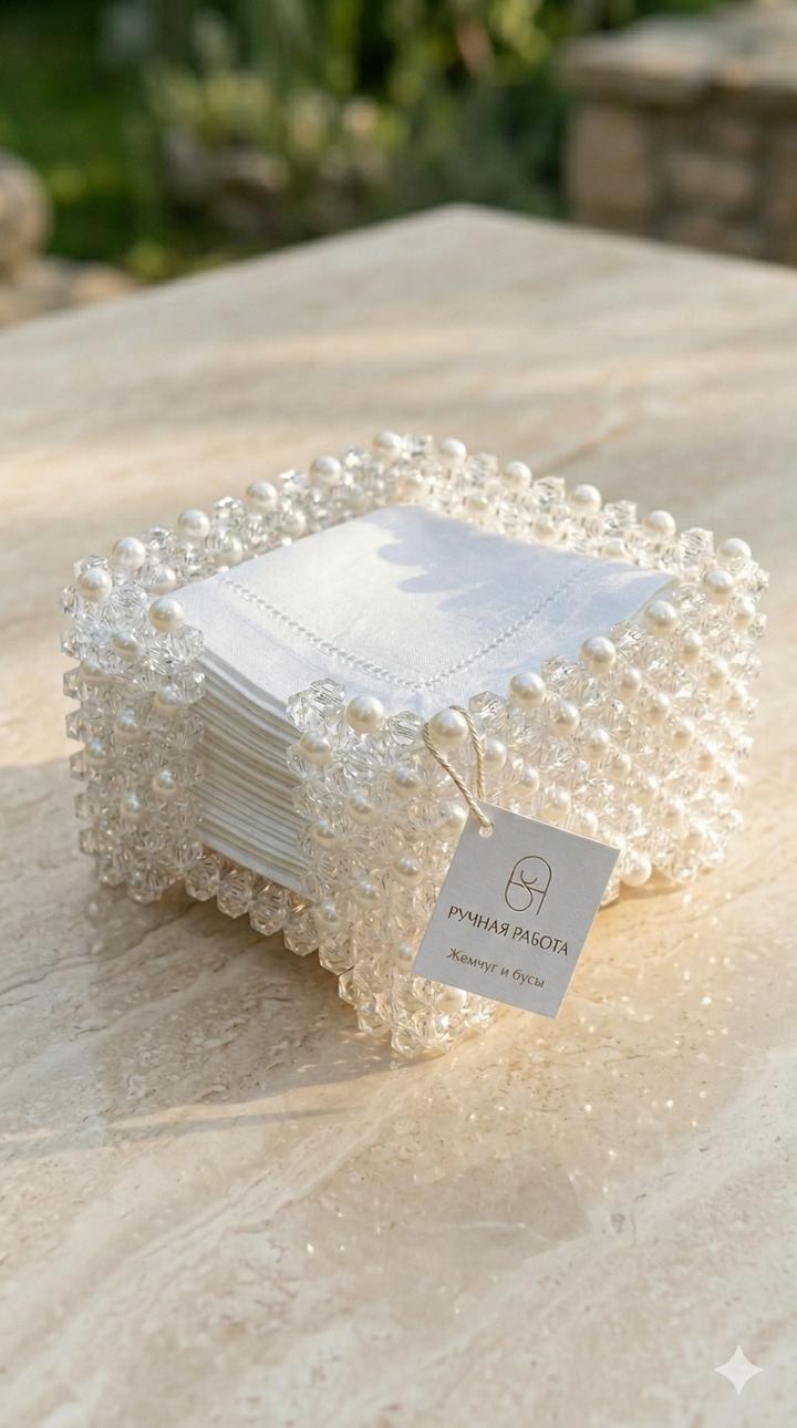 Салфетница из жемчуга и бус