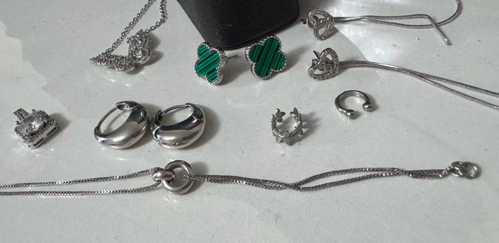 украшение бижутерия серебристые