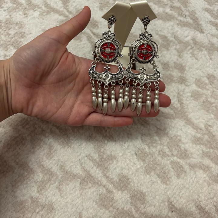 Национальный серьги из серебра проба 925