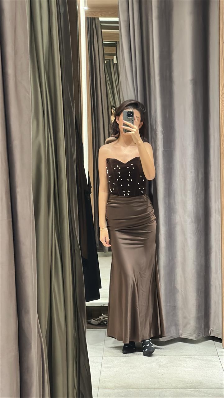 Коричневое платье от leely
