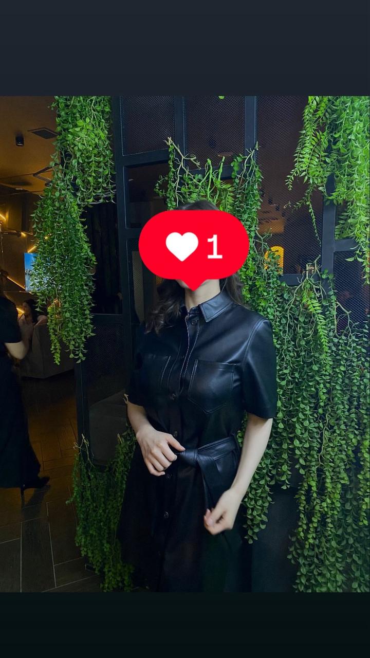 Черное эко кожа платье