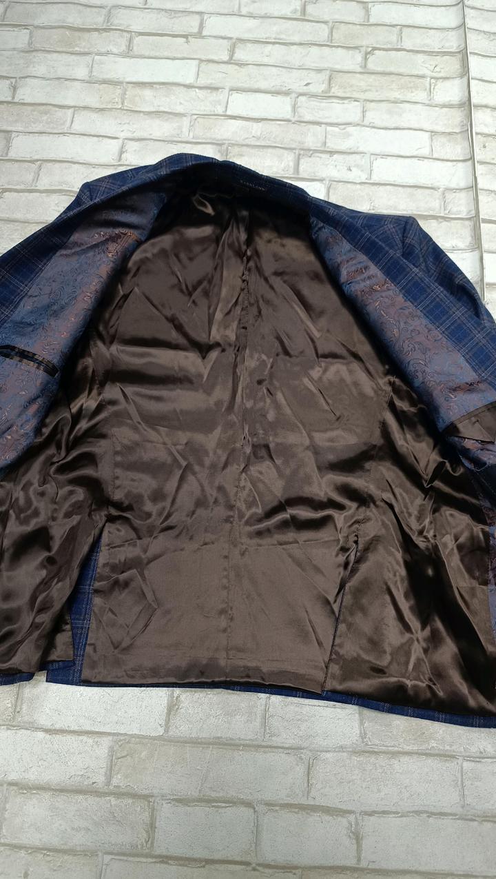 Мужской пиджак повседневный синий в клетку