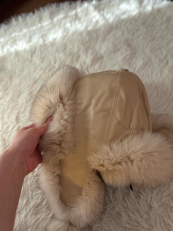 тёплая зимняя шапка-ушанка мех норки