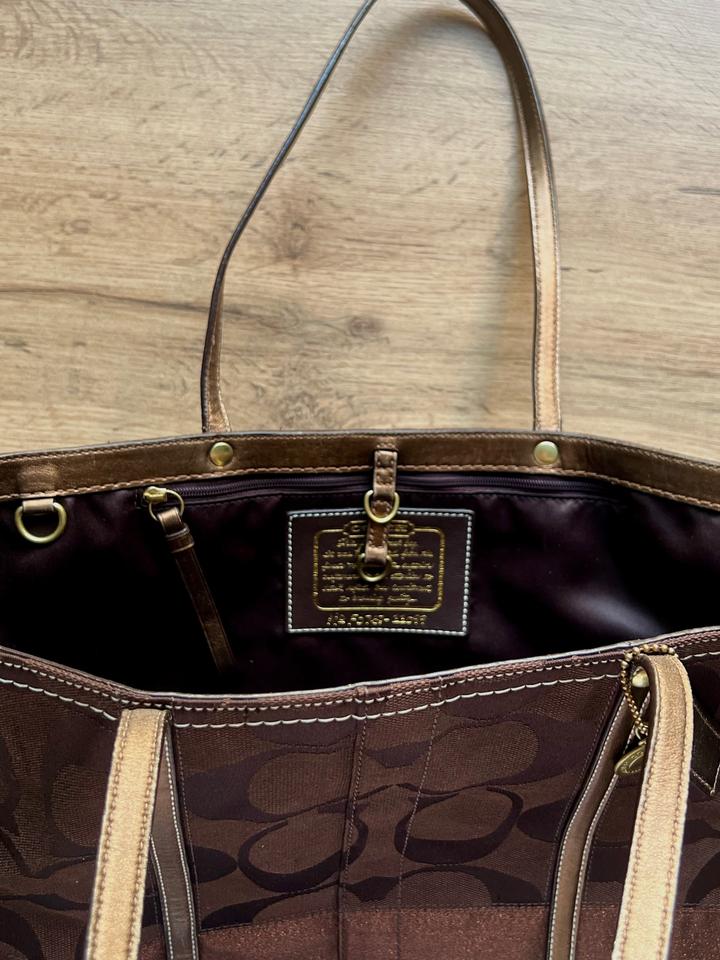 Винтажная сумка шоппер Coach Signature Stripe Tote