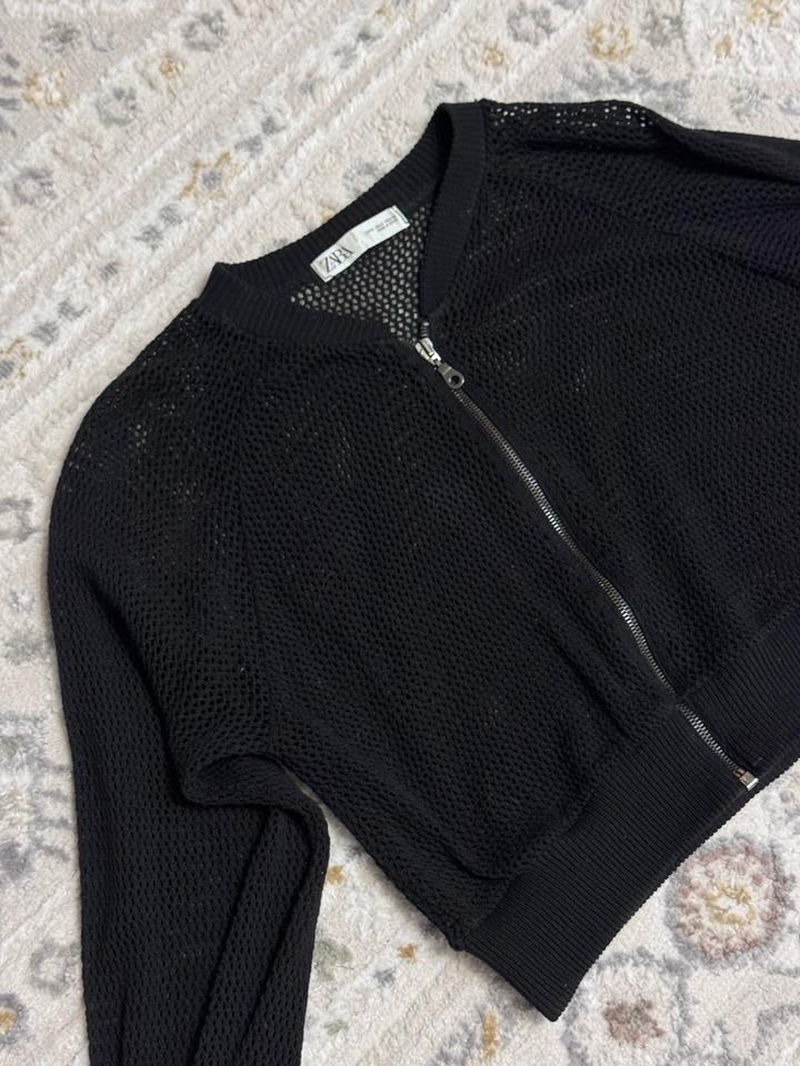 Черный сетчатый бомбер Zara