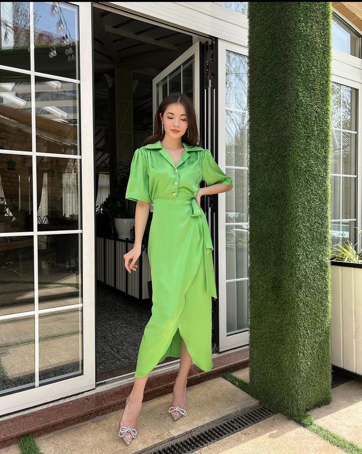 Весеннее платье салатового оттенка от магазина Lusabitovna.kz