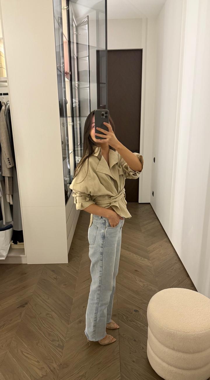 Укороченый тренч из льна от mango
