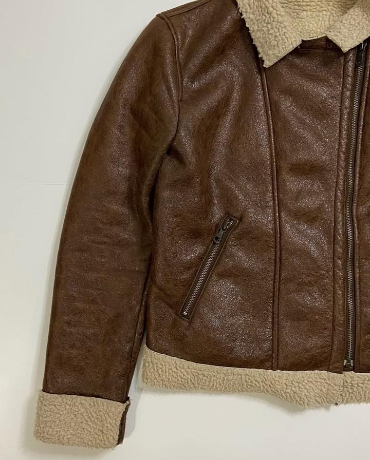 Vintage leather Uniqlo Sherpa pink rock jacket