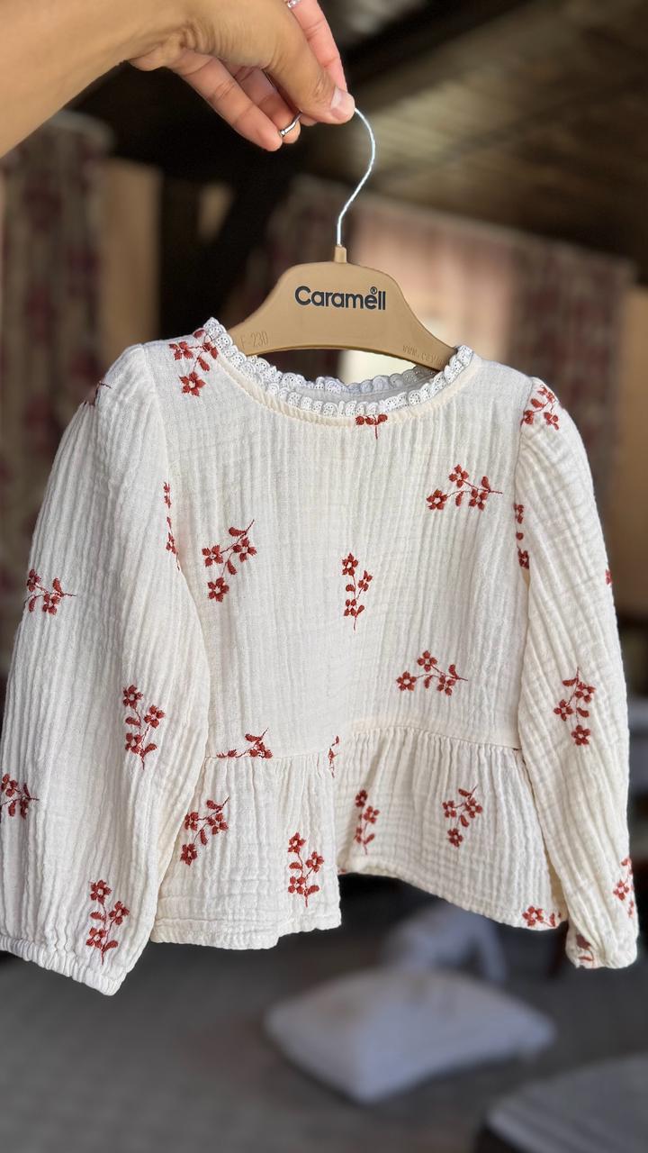 Муслиновая блуза Zara с вышивкой и кружевом 🌸