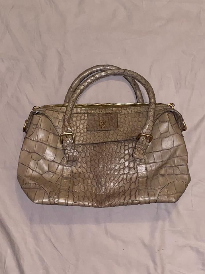 Сумка Massimo Dutti (бежево-коричневая, под крокодила)