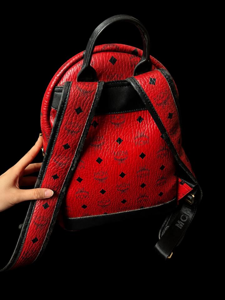 Mcm stark studded backpack red