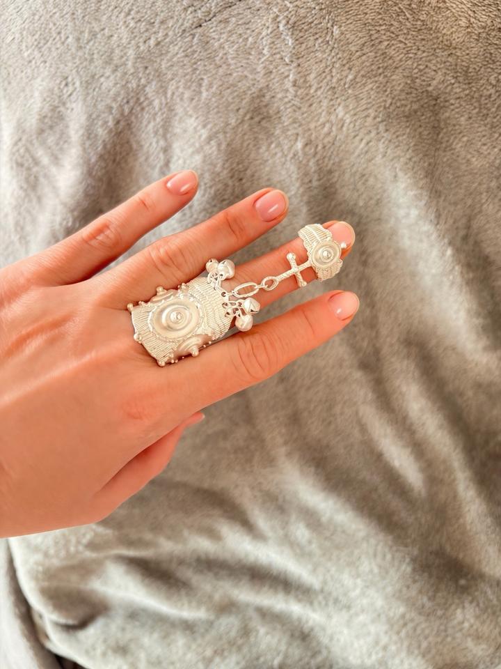 Этно кольцо с колокольчиками, новое