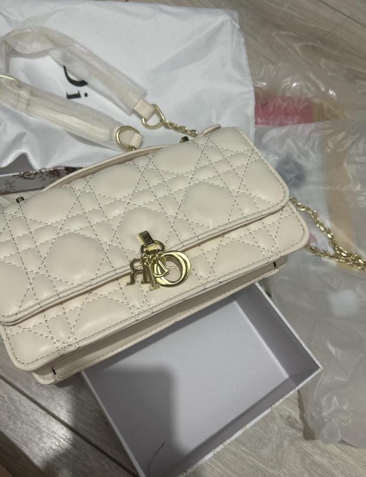 сумка My Dior из латте-белой кожи