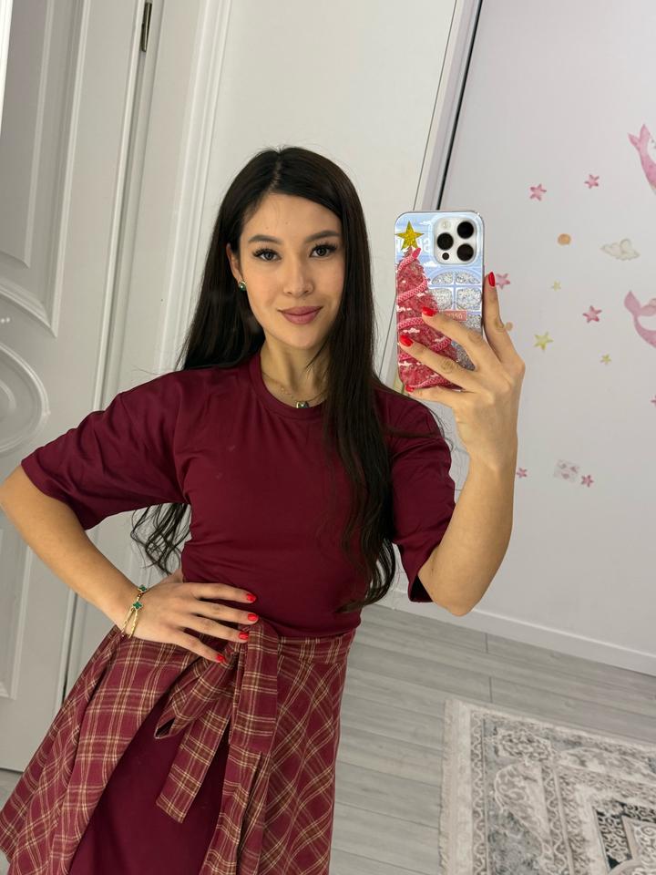 Платье с баской (Бордо! )Новый! Размер стандарт