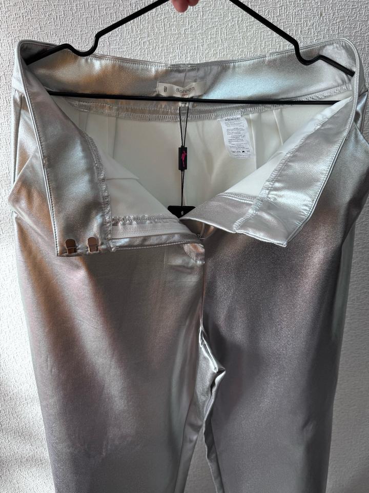 Новые серебристые брюки Sateen Metallic (с бирками)