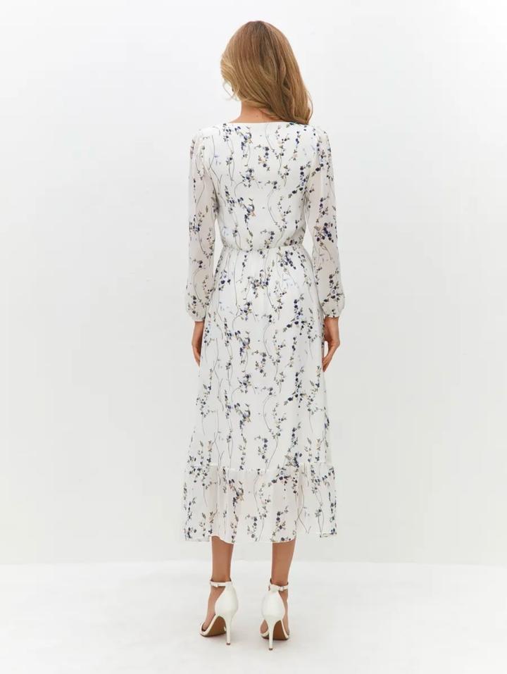 Белое платье в цветочек