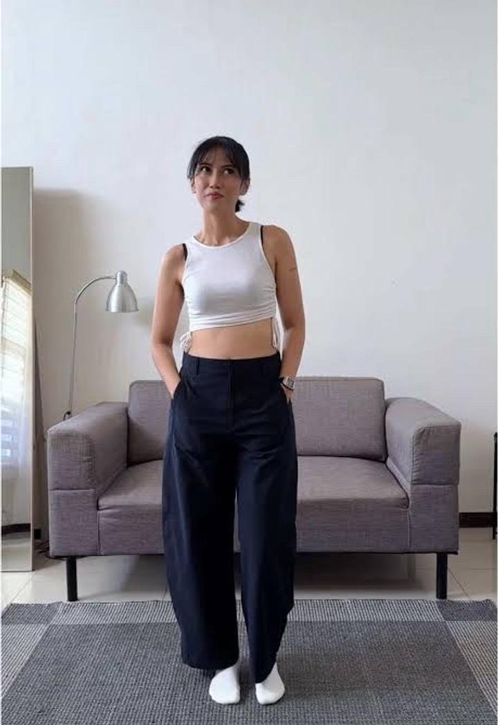 Uniqlo jersey barrel pants темно синий новые