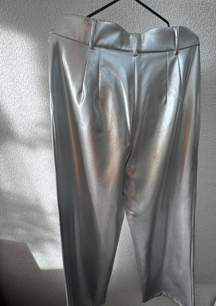 Новые серебристые брюки Sateen Metallic (с бирками)
