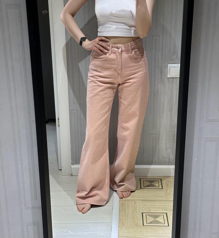 Джинсы пудровые wide leg