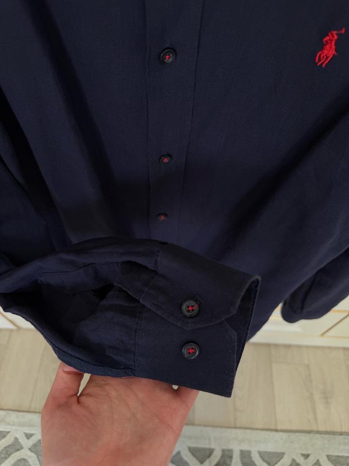 Мужская синяя льняная рубашка Polo by Ralph Lauren