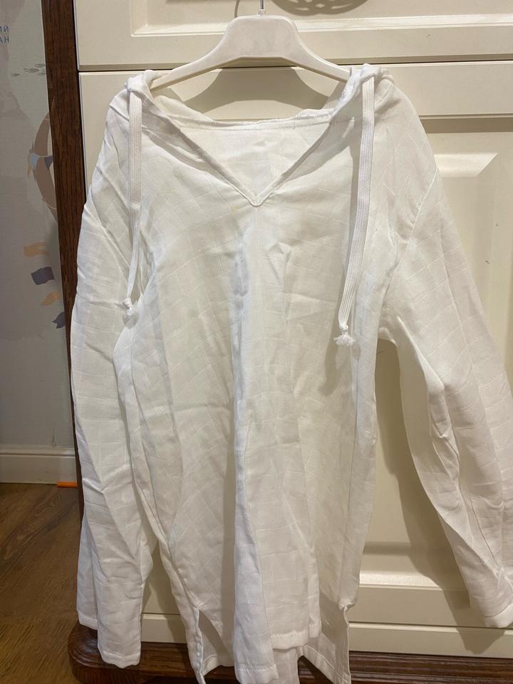 Пляжная накидка на мальчика /девочку белый лен