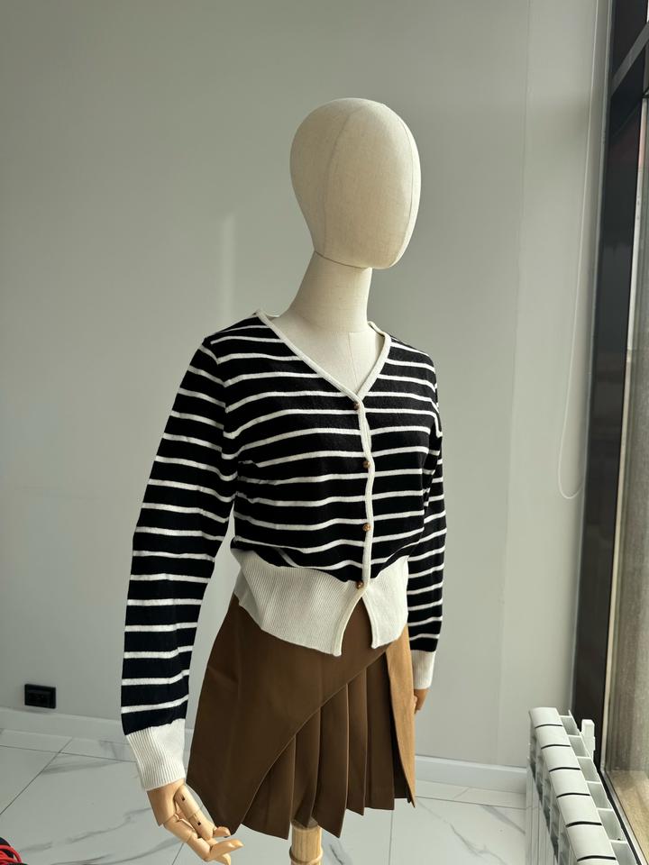 Кардиган, черный в белую полоску