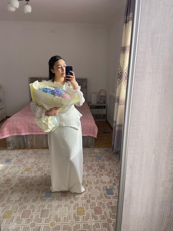 Элегантное белое платье (идеально для Никаха / Узату / Росписи)