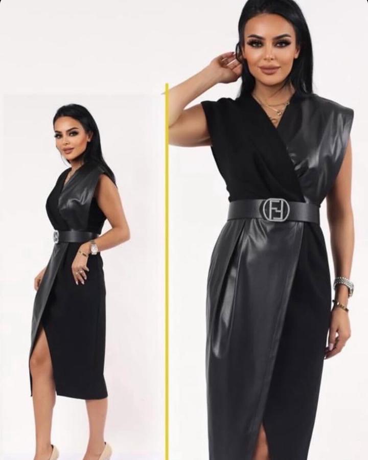 Элегантное платье экокожа (Турция)