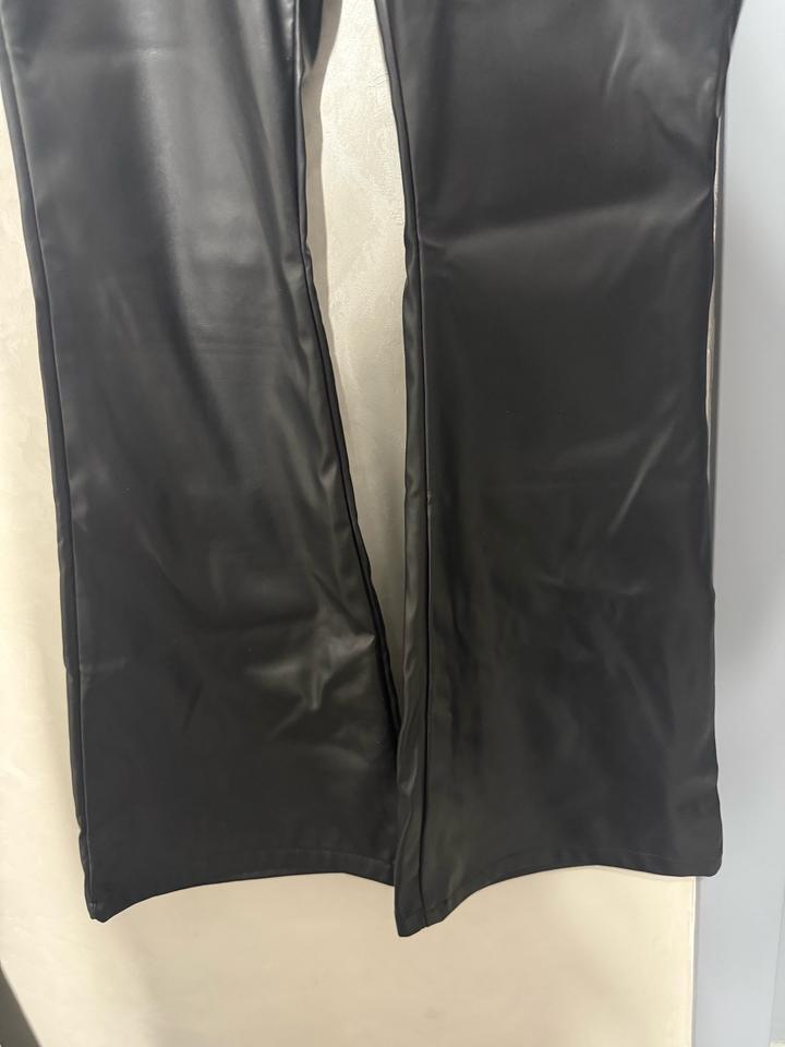 Кожаные клеш штаны