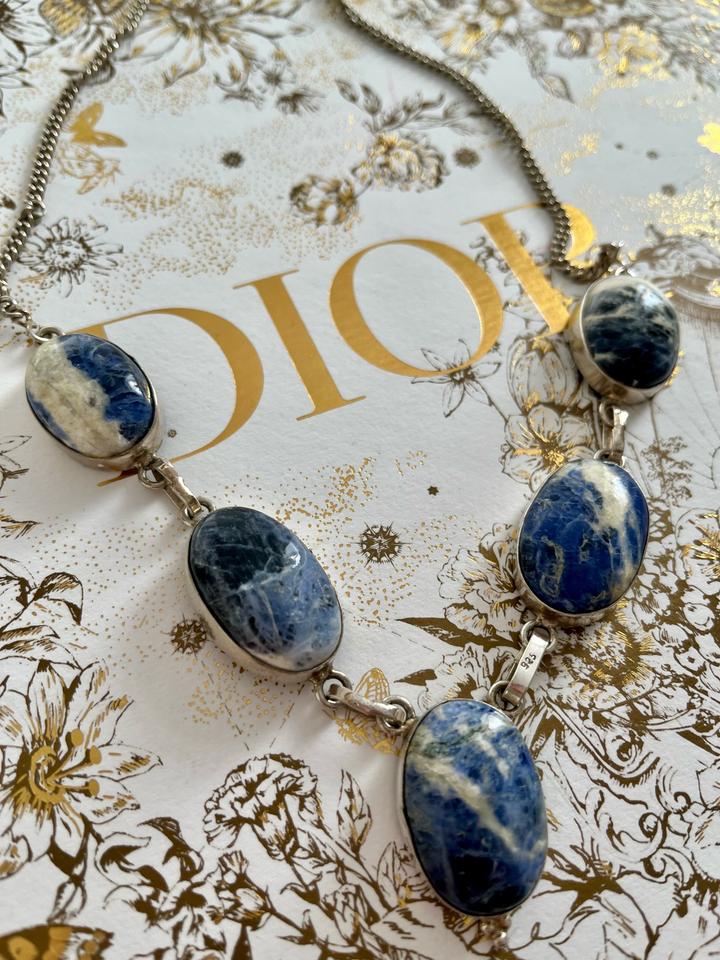 Винтажное колье с натуральными камнями Содалит