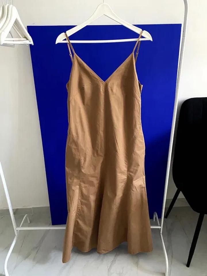 Сарафан 12 STOREEZ хлопок миди бежевый